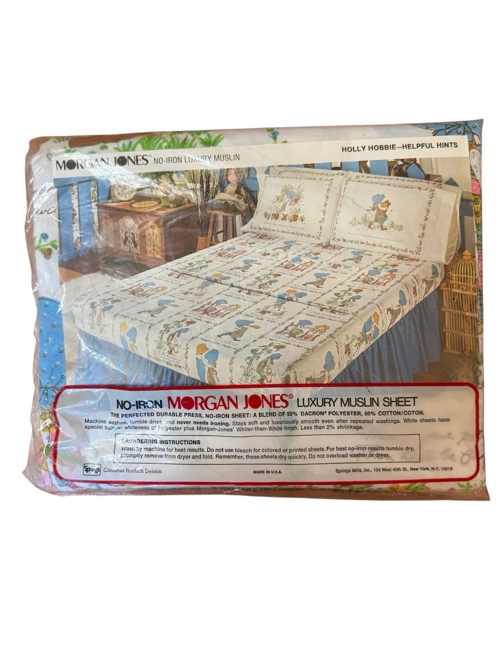 VTG Holly Hobbie Full Size 4 Piece Sheet Set In Original Package